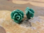 Preview: Rosen Blümchen Flower Ohrstecker Blüte türkis